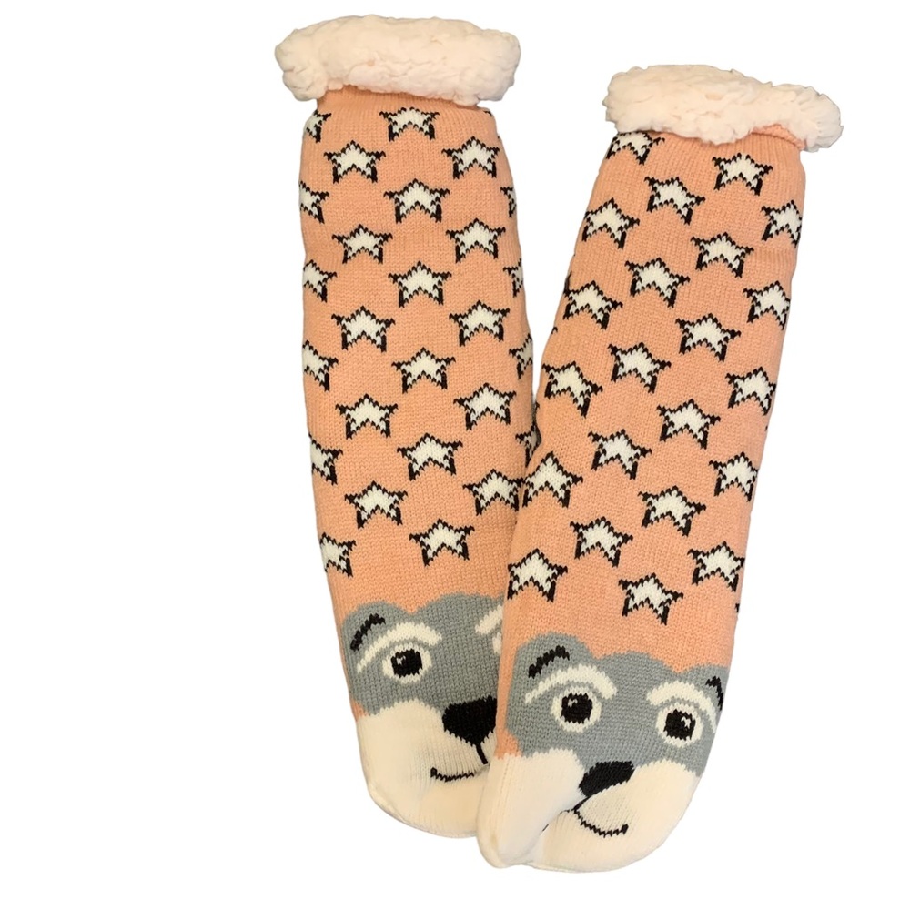 Non Slip Slipper Pink Socks with Grippers for Women
